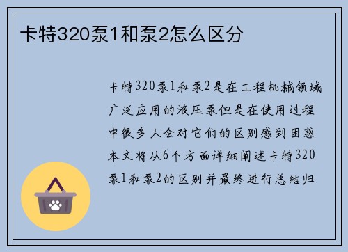 卡特320泵1和泵2怎么区分